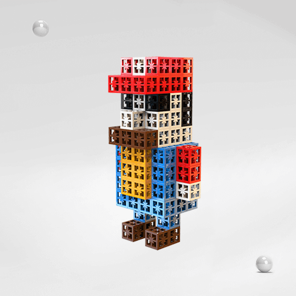 Mini-figure toys made from the building blocks