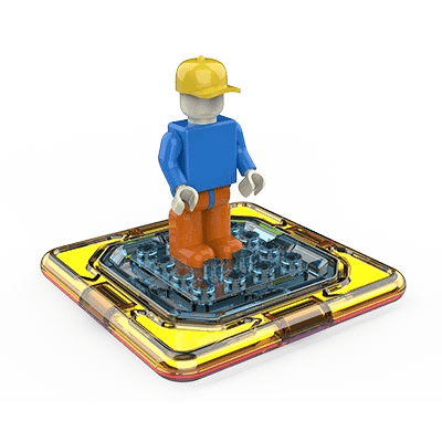 Linking Building Bricks with Mini-Figures to Magnetic Tiles