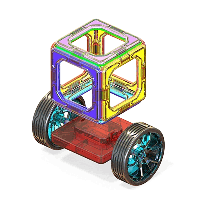 Toy Wheel System Compatible with Magnetic Building Blocks