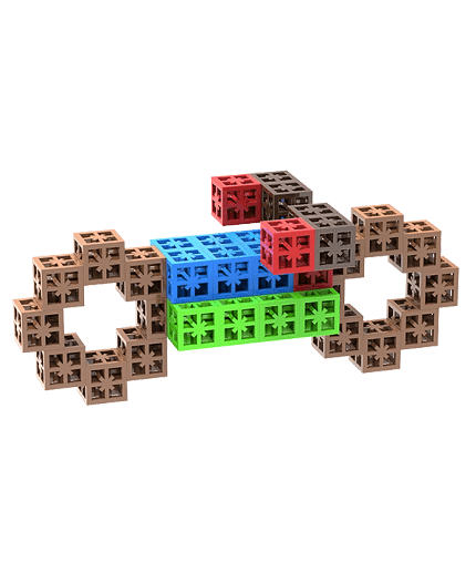 Motorcycle toys made from pluggable building bricks