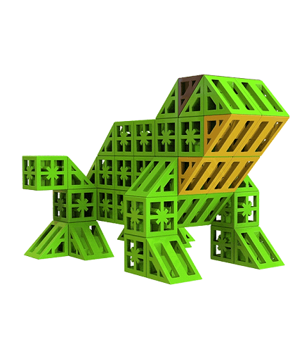 Building a Plastic Jumping Frog Toy with Six-Sided Pluggable Bricks: