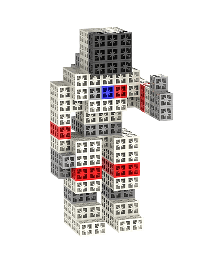Spaceman Toys Made from Six-Sided Pluggable Bricks