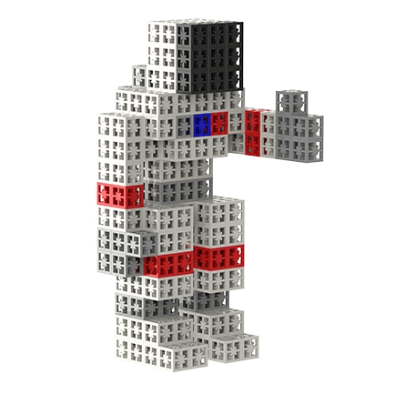 construct astronaut toy figures using plastic bricks