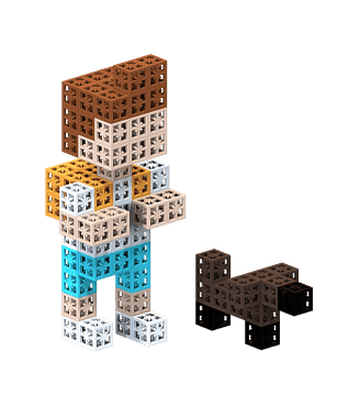 Modular toy blocks for building family figures and designing furniture.