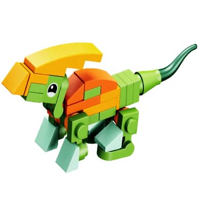 Assorted dinosaur figures built from colourful pluggable bricks