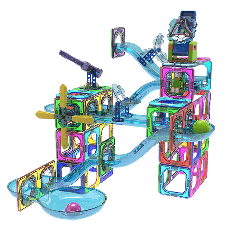 Ball-Drop Magnetic Building Blocks: Compatible with LEGO Bricks
