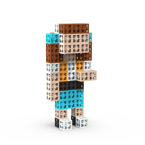 A Girl in Toy Family Sets Made from 12mm Cubic Bricks