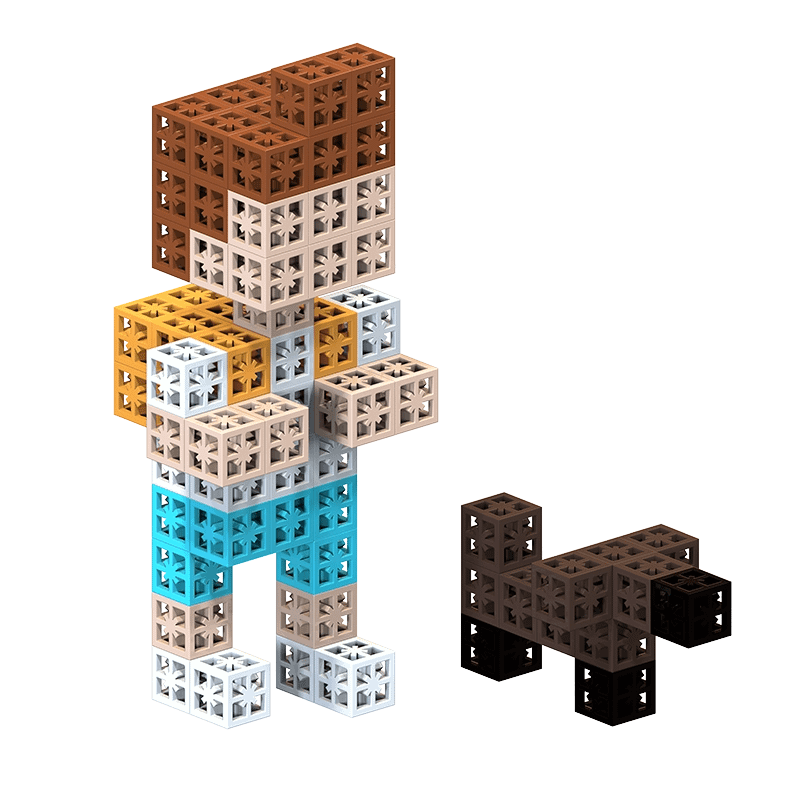 A Happy Toy Family: A Little Boy and His Puppy Go to School, Made from Interlocking Bricks