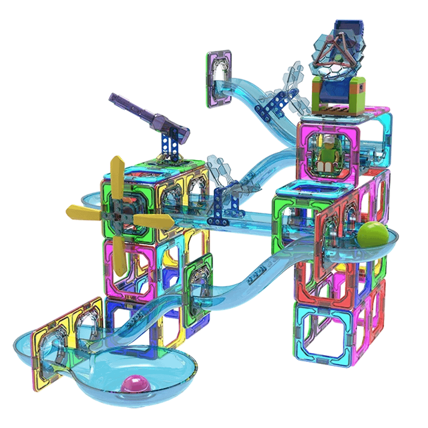 Ball-Drop Magnetic Building Blocks: Compatible with LEGO Bricks