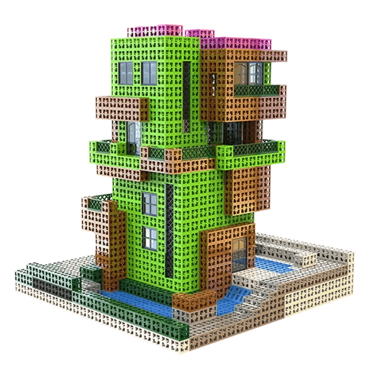 Toy building bricks for creative modern houses