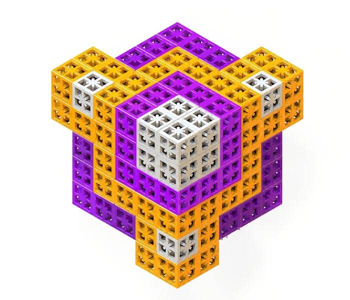 A 6-Sided Pluggable Building Toy can connect to other bricks on all six faces.