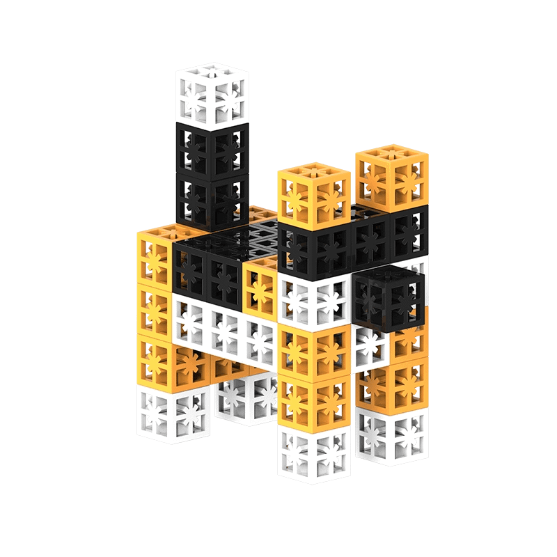 A toy puppy from colorful, vibrant, interlocking plastic bricks